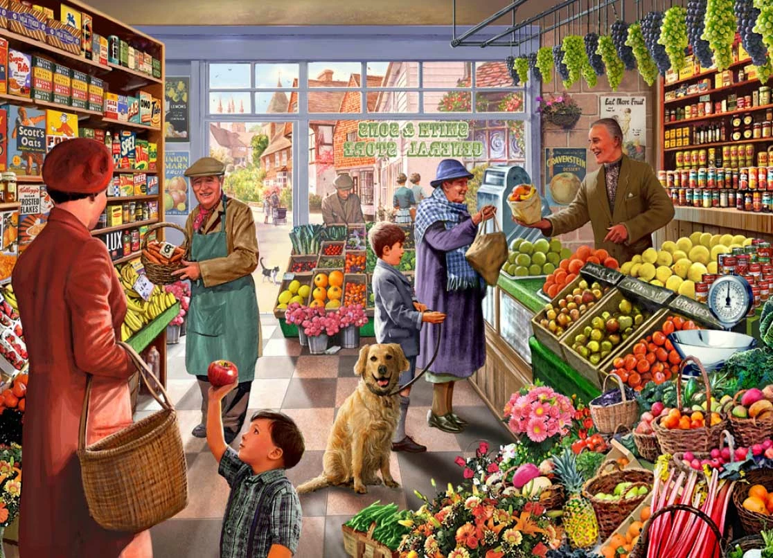 New 🔥 Vermont 🔔 Christmas Company 1000 Pieces Village Grocer 😀